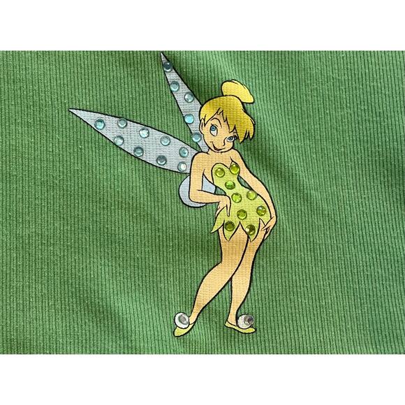 Disney Light Green Tank Top Lace Trim, Tinkerbell, Rhinestones, Size M - Picture 7 of 12